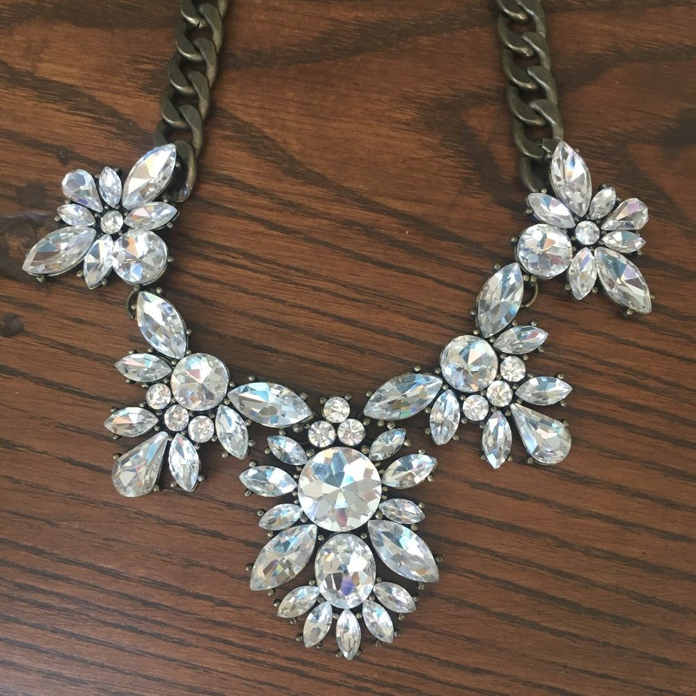 Fantastic crystal and brass vintage look statement necklace.
